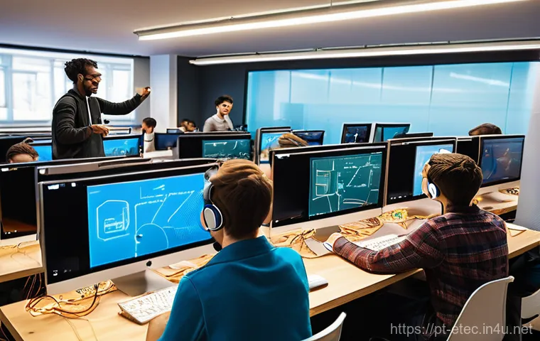 전자기술사 스터디 모임 지역별 찾기 - **Prompt 1: Vibrant Online Electronics Community Engagement**
    "A diverse group of individuals, m...