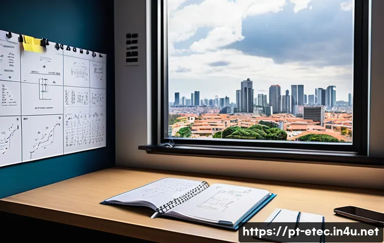 전자기술사 필기시험 공부에 유용한 사이트 - A modern study room designed for an electrical engineering student in Brazil, featuring a sleek desk...
