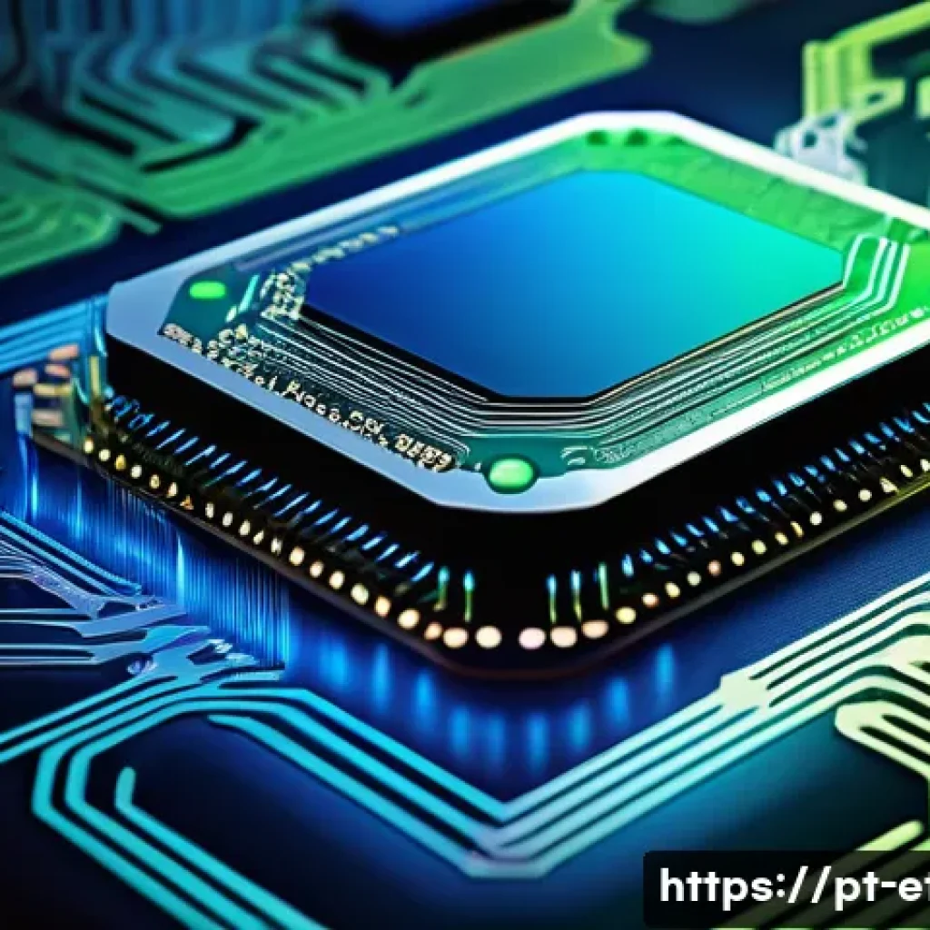전자기술사와 디지털 회로 설계 원리 - A detailed, close-up digital illustration of a futuristic smartphone circuit board, showcasing intri...