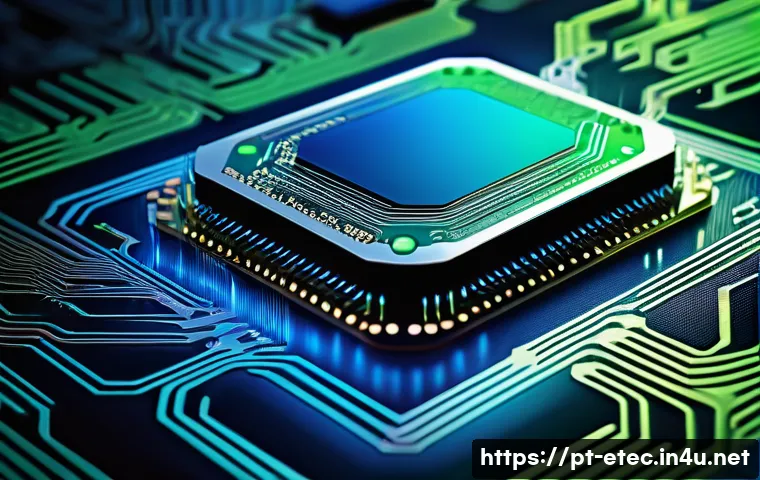 전자기술사와 디지털 회로 설계 원리 - A detailed, close-up digital illustration of a futuristic smartphone circuit board, showcasing intri...