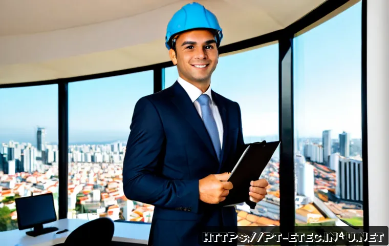 Home 13 전자기술사 이직 성공담 - Photorealistic career-change success scene in São Paulo, Brazil: confident Brazilian electrical engi...