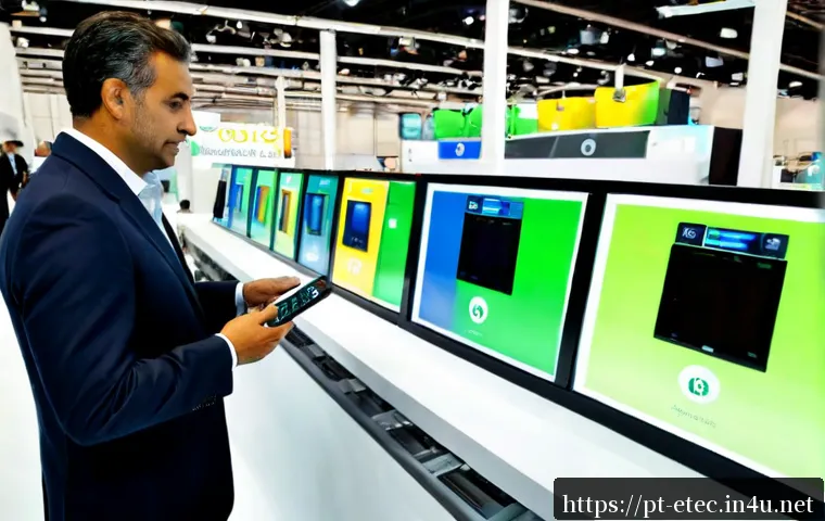 Home 15 전자기술사와 관련된 산업 기술 박람회 - Photorealistic industrial technology trade fair in São Paulo, Brazil, wide eye-level view of a brigh...
