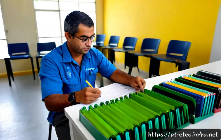전자기술사 시험장 환경 적응법 - Photorealistic Brazilian electrical engineer arriving early at a quiet professional certification ex...